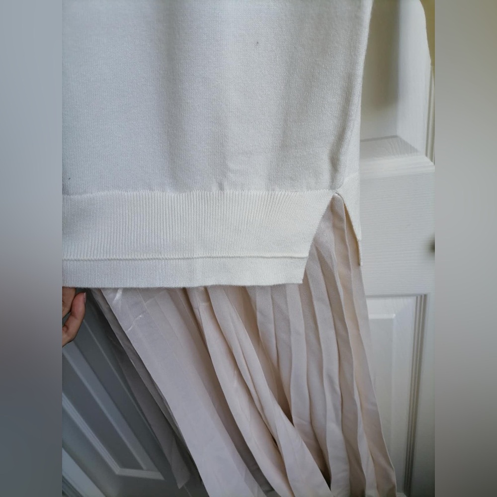 NEW By Anthropologie Long-Sleeve Pleated Twofer Sweater Midi Dress - Picture 7 of 11